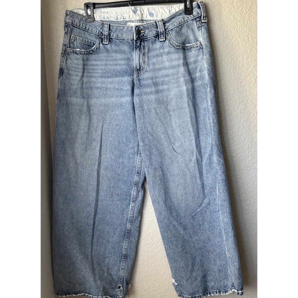Hollister Super Baggy Jeans Low Rise Light Wash Grunge  Skater Womens 31
